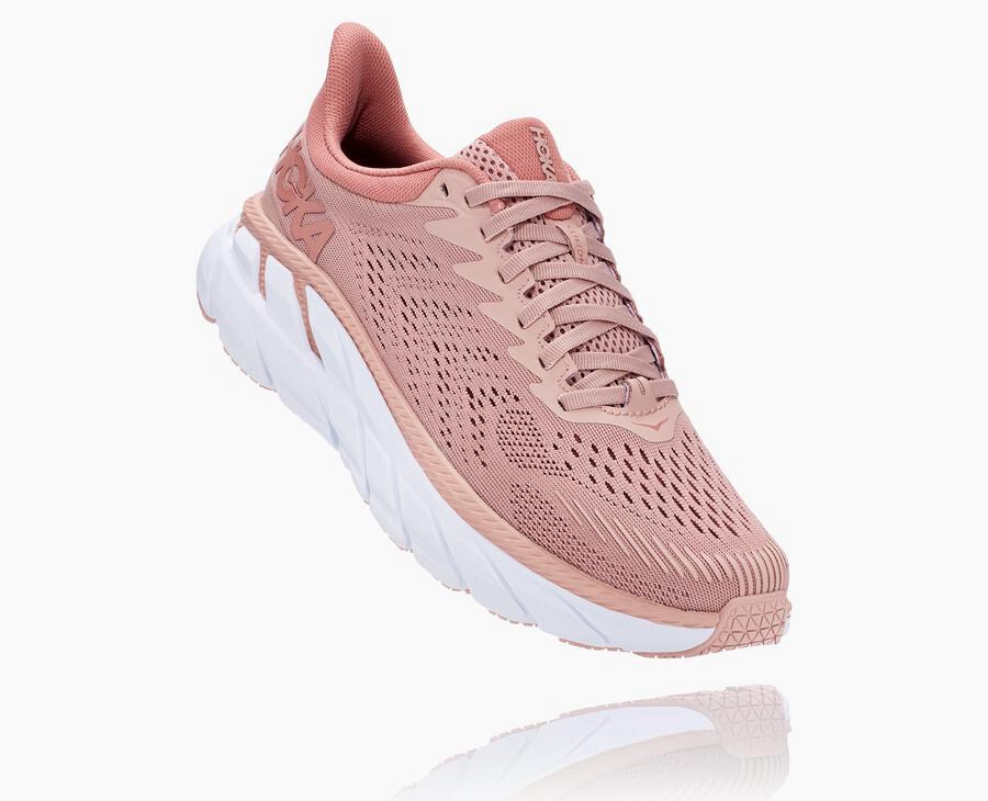 Hoka One One Running Shoes Womens Pink - Clifton 7 - 41085ATIS